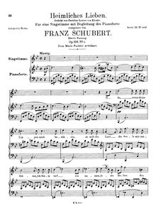 Partition 2nd version, D.922b, Heimliches Lieben, D.922, Secret Love par Franz Schubert