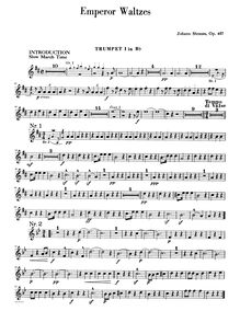 Partition trompettes 1, 2 (en B♭), Kaiser-Walzer, Strauss Jr., Johann