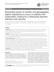 Bactericidal activity of oxacillin and glycopeptides against Staphylococcus aureusin patients with endocarditis: Looking for a relationship between tolerance and outcome