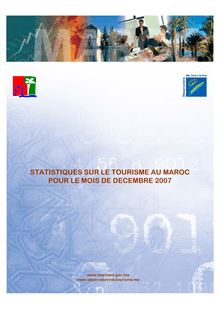 STATISTIQUES SUR LE TOURISME AU MAROC POUR LE MOIS DE DECEMBRE 2007
