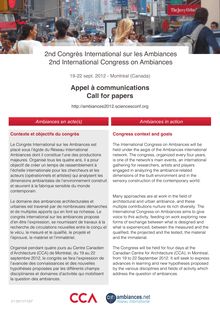 Appel à communications Call for papers 2nd Congrès International ...