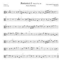 Partition ténor viole de gambe 1, alto clef, Fantasia pour 5 violes de gambe, RC 38
