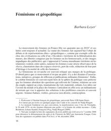 Télécharger l article : Féminisme et géopolitique - Barbara Loyer