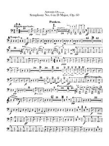 Partition timbales, Symphony No.6, Symfonie č.6, D major, Dvořák, Antonín