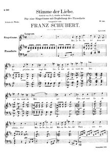 Partition complète, Stimme der Liebe, D.412, Voice of Love, Schubert, Franz