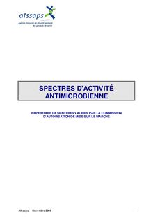 Spectres d activité antimicrobienne 01/11/2005