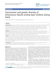 Transmission and genetic diversity of Enterococcus faecalisamong layer chickens during hatch