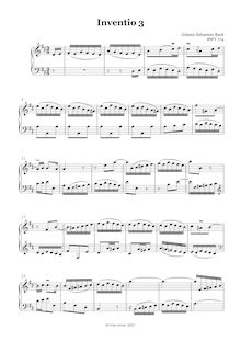 Partition No.3 en D major, BWV 774, 15 Inventions, Bach, Johann Sebastian