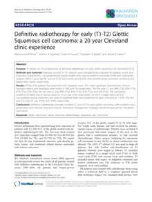 Definitive radiotherapy for early (T1-T2) Glottic Squamous cell carcinoma: a 20 year Cleveland clinic experience