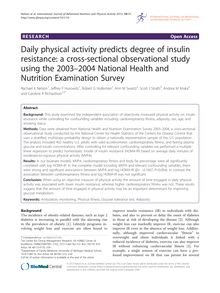 Daily physical activity predicts degree of insulin resistance: a cross-sectional observational study using the 2003–2004 National Health and Nutrition Examination Survey