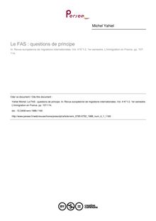 Le FAS : questions de principe - article ; n°1 ; vol.4, pg 107-114