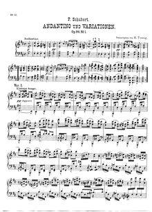 Partition , Andantino variée, Divertissement, D.823, Schubert, Franz