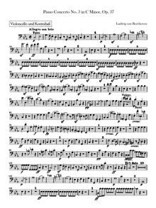 Partition violoncelles / Basses, Piano Concerto No.3, C Minor, Beethoven, Ludwig van