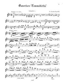 Partition violon 1 , partie, Overture Commedietta, Op.137, &quot;Commedietta&quot;&nbsp;: ouverture, op. 137 / par Cornelius Gurlitt