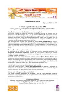 forum Dijon-Ecobiz le 20 Mai 2008 " Une journée pour ...