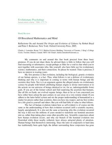 Of biocultural mathematics and mind