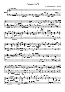 Partition No.1 en C, 6 Fugues, op.16, Albrechtsberger, Johann Georg