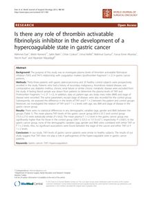 Is there any role of thrombin activatable fibrinolysis inhibitor in the development of a hypercoagulable state in gastric cancer