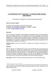 La propuesta de Vygotsky: La psicología socio-histórica (The proposal of Vygotsky: the social-historical psychology)