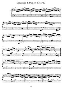 Partition complète, Sonata en E minor, Wq.65/39, Bach, Carl Philipp Emanuel