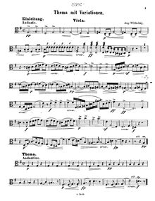 Partition viole de gambe, Einleitung, Thema mit Variationen nach Franz Schubert für Streichquartett