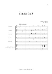Partition , Sonata I en G major, Sei Sinfonie e Sei concerts a Cinque, Op.2
