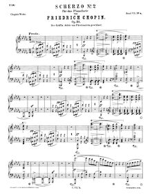 Partition complète, Scherzo No.2, B♭ minor, Chopin, Frédéric par Frédéric Chopin