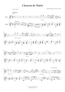 Partition , Chanson de Matin - partition complète, Chanson de Nuit et Chanson de Matin, Op.15