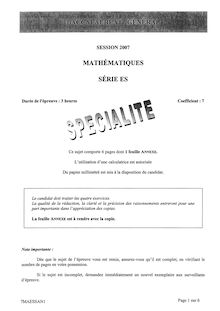 Bac de maths session ES 2007