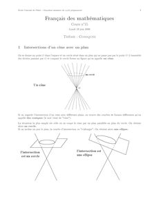 Cours de français des mathématiques - FLE pour l entrée en CPGE scientifique, Coniques