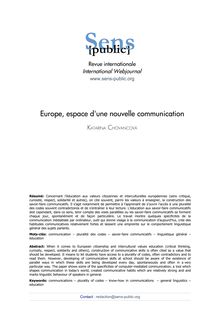  Europe, espace d une nouvelle communication