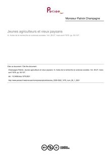 Jeunes agriculteurs et vieux paysans - article ; n°1 ; vol.26, pg 83-107