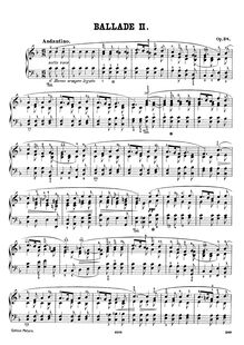 Partition complète, Ballade No.2, F major, Chopin, Frédéric par Frédéric Chopin