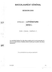 Sujet du bac L 2006: Littérature