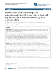 Identification of an intestine-specific promoter and inducible expression of bacterial α-galactosidase in mammalian cells by a lac operon system