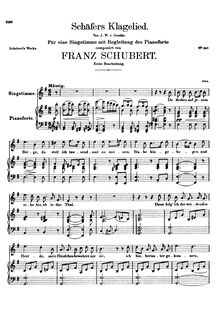 Partition 1st version, Schäfers Klagelied, D.121 (Op.3 No.1), Shepherd s Lament