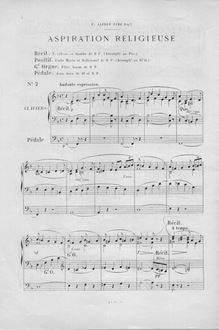 Partition Aspiration religieuse (fa), Douze pièces nouvelles pour orgue ou piano-pédalier, Op.59