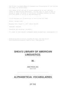 Alphabetical Vocabularies of the Clallum and Lummi