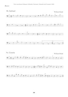 Partition Basso  (Galliard + Coranta), Newe ausserlesene Paduanen, Galliarden, Cantzonen, Allmand und Couranten