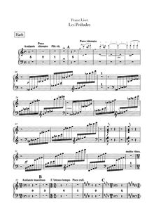 Partition harpe, Les Préludes, Symphonic Poem No.3, Liszt, Franz