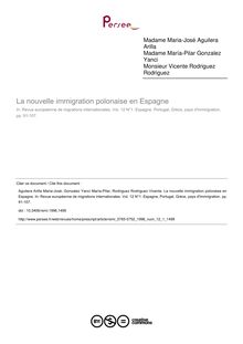 La nouvelle immigration polonaise en Espagne - article ; n°1 ; vol.12, pg 91-107