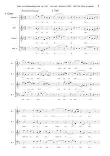 Partition chœur 1 score, Fest- und Gedenksprüche, Brahms, Johannes