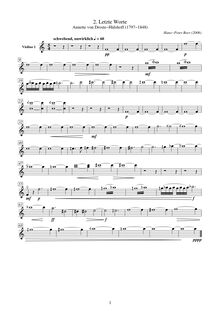 Partition violon 1, chansons to lyrics by Annette von Droste-Hülshoff