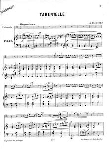 Partition de piano, Tarentelle, Fischer, Adolphe