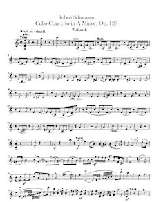 Partition violons I, II, violoncelle Concerto, A Minor, Schumann, Robert