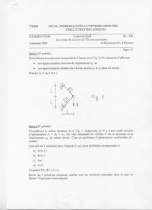 Introduction à l optimisation des structures mécaniques 2003 Génie Mécanique et Conception Université de Technologie de Belfort Montbéliard