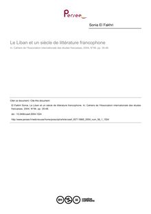 Le Liban et un siècle de littérature francophone - article ; n°1 ; vol.56, pg 35-48