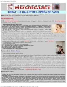 La danse, le ballet de l opéra - Débat La Danse, le Ballet de l ...