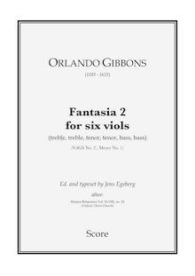 Partition Fantasia 2, VdGS 2 - partition complète, fantaisies pour 6 violes de gambe