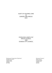 Audit of Housing Land in Dundee and Angus 2003